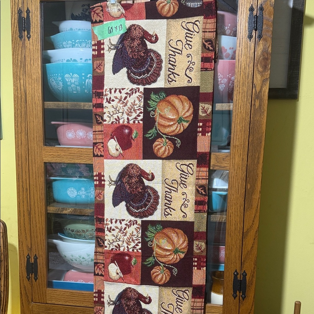 Flash sale🔥💥Thanksgiving Table Runner with Turkey and Pumpkin Design 65”x13”